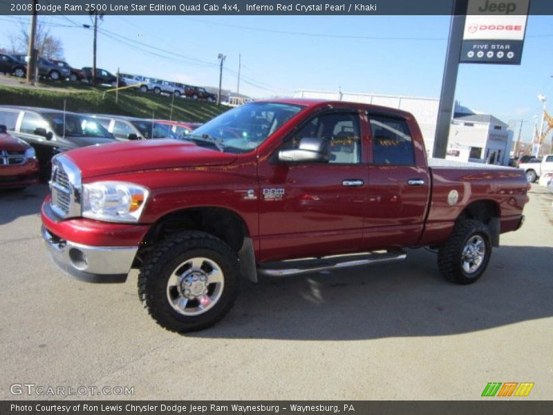 Inferno Red Crystal Pearl / Khaki 2008 Dodge Ram 2500 Lone Star Edition Quad Cab 4x4