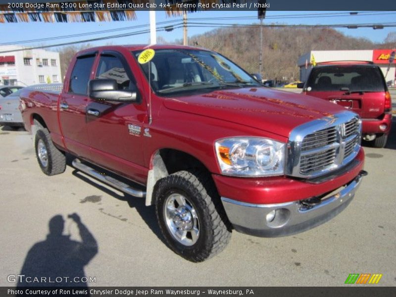 Inferno Red Crystal Pearl / Khaki 2008 Dodge Ram 2500 Lone Star Edition Quad Cab 4x4