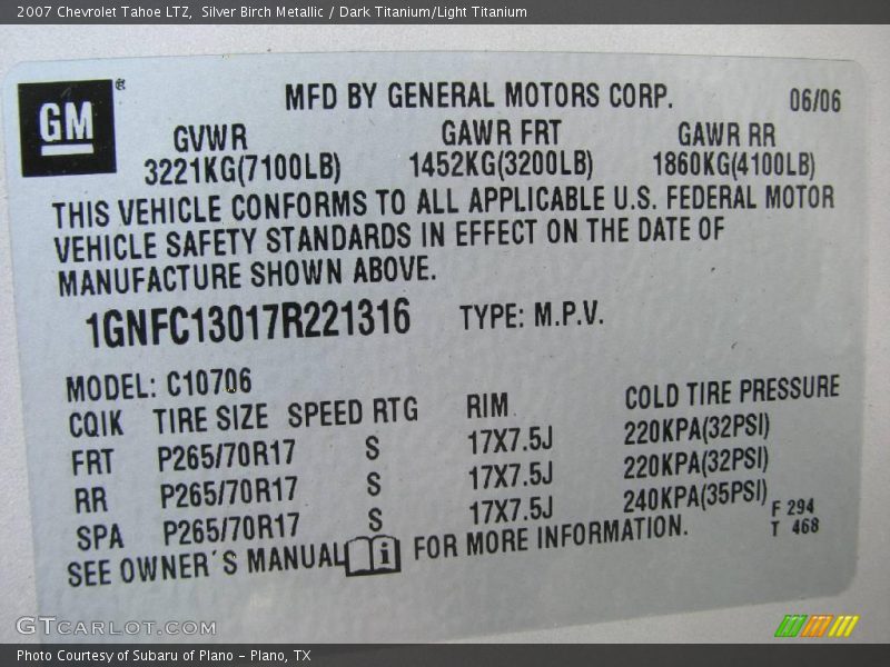 Silver Birch Metallic / Dark Titanium/Light Titanium 2007 Chevrolet Tahoe LTZ