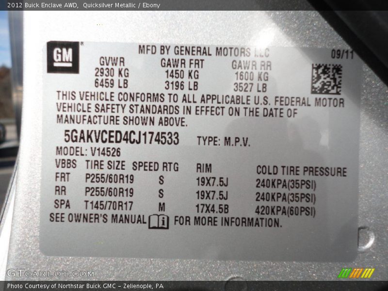 Quicksilver Metallic / Ebony 2012 Buick Enclave AWD