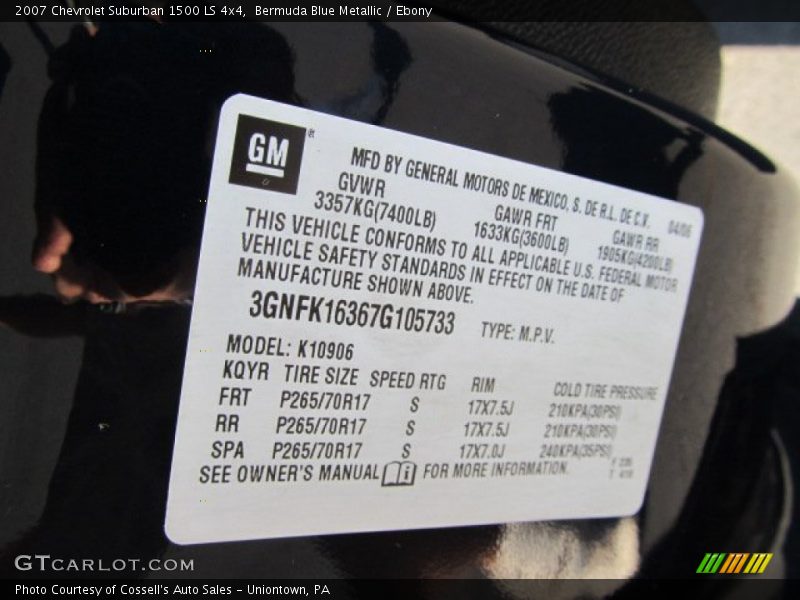 Bermuda Blue Metallic / Ebony 2007 Chevrolet Suburban 1500 LS 4x4