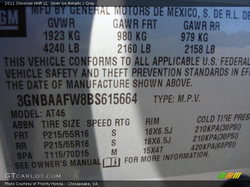 Silver Ice Metallic / Gray 2011 Chevrolet HHR LS