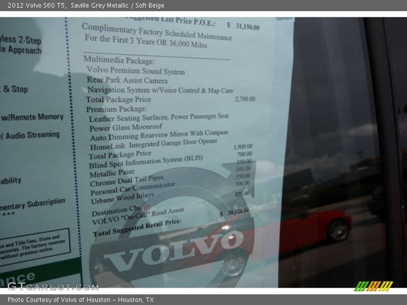 Saville Grey Metallic / Soft Beige 2012 Volvo S60 T5