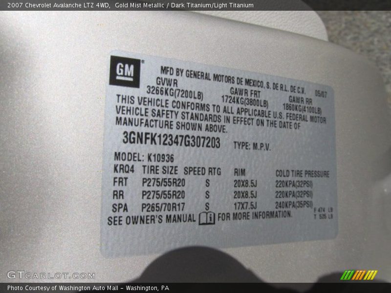 Gold Mist Metallic / Dark Titanium/Light Titanium 2007 Chevrolet Avalanche LTZ 4WD
