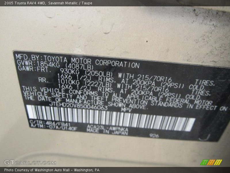 Savannah Metallic / Taupe 2005 Toyota RAV4 4WD