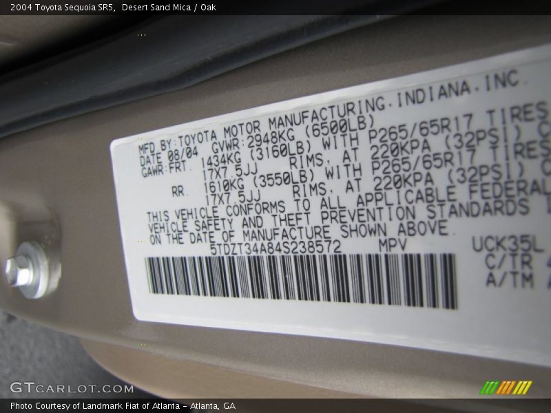 Desert Sand Mica / Oak 2004 Toyota Sequoia SR5