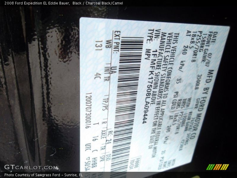 2008 Expedition EL Eddie Bauer Black Color Code UA