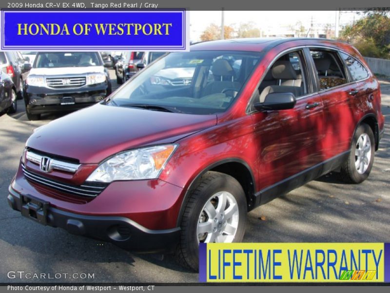 Tango Red Pearl / Gray 2009 Honda CR-V EX 4WD