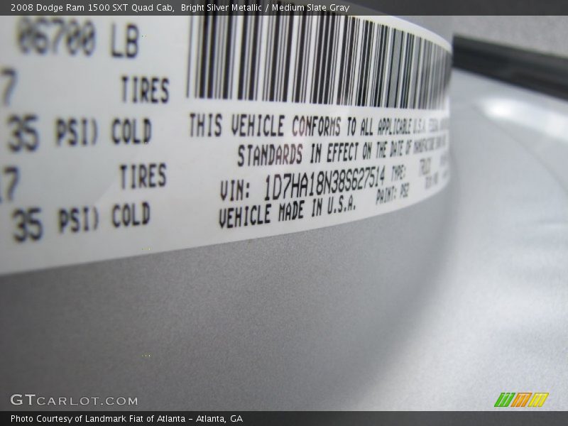 Bright Silver Metallic / Medium Slate Gray 2008 Dodge Ram 1500 SXT Quad Cab