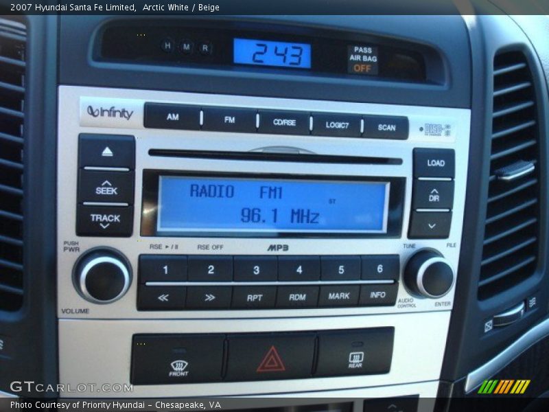 Arctic White / Beige 2007 Hyundai Santa Fe Limited