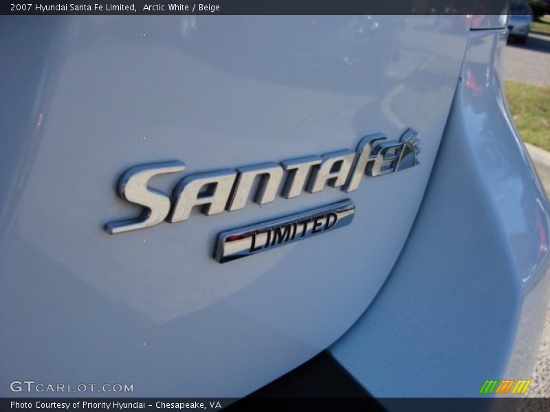 Arctic White / Beige 2007 Hyundai Santa Fe Limited