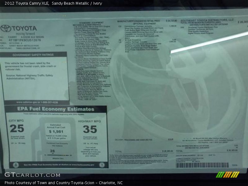 Sandy Beach Metallic / Ivory 2012 Toyota Camry XLE