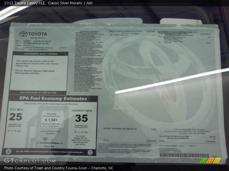 Classic Silver Metallic / Ash 2012 Toyota Camry XLE