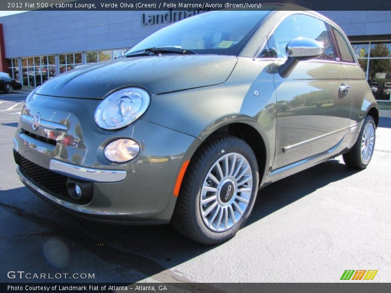 Verde Oliva (Green) / Pelle Marrone/Avorio (Brown/Ivory) 2012 Fiat 500 c cabrio Lounge