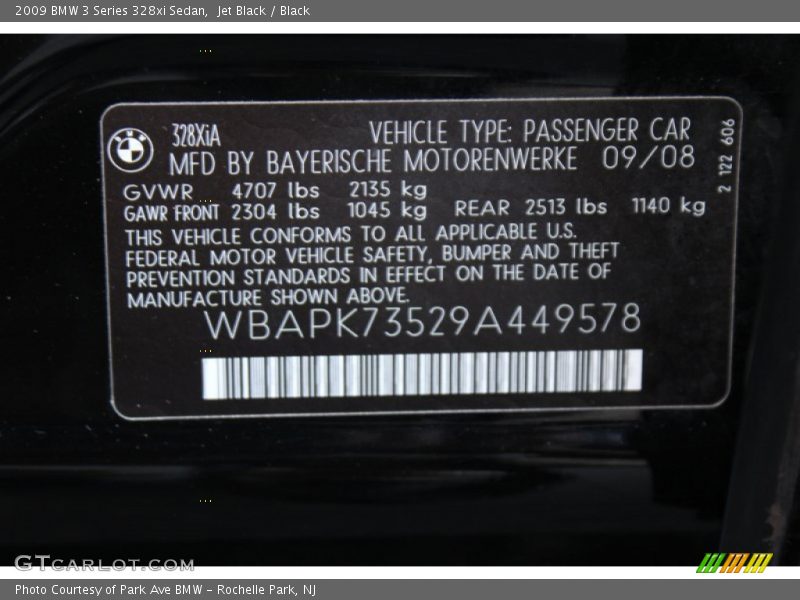Jet Black / Black 2009 BMW 3 Series 328xi Sedan