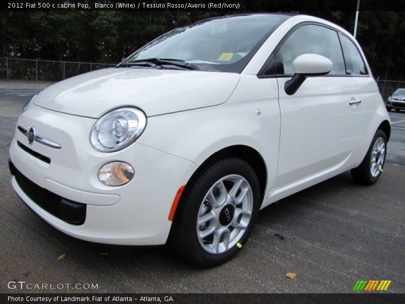 Bianco (White) / Tessuto Rosso/Avorio (Red/Ivory) 2012 Fiat 500 c cabrio Pop