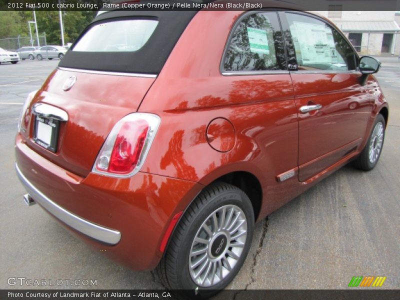 Rame (Copper Orange) / Pelle Nera/Nera (Black/Black) 2012 Fiat 500 c cabrio Lounge