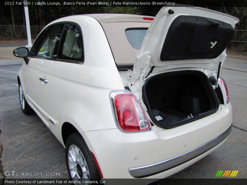 Bianco Perla (Pearl White) / Pelle Marrone/Avorio (Brown/Ivory) 2012 Fiat 500 c cabrio Lounge