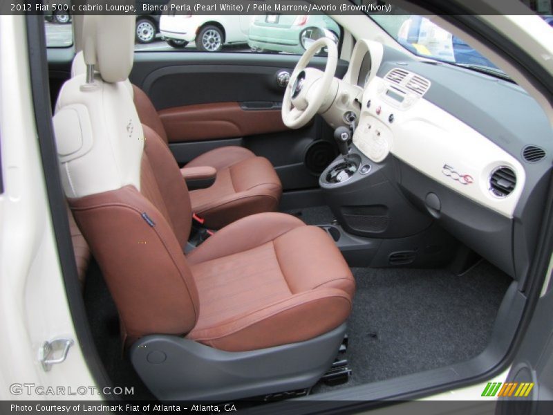 Bianco Perla (Pearl White) / Pelle Marrone/Avorio (Brown/Ivory) 2012 Fiat 500 c cabrio Lounge