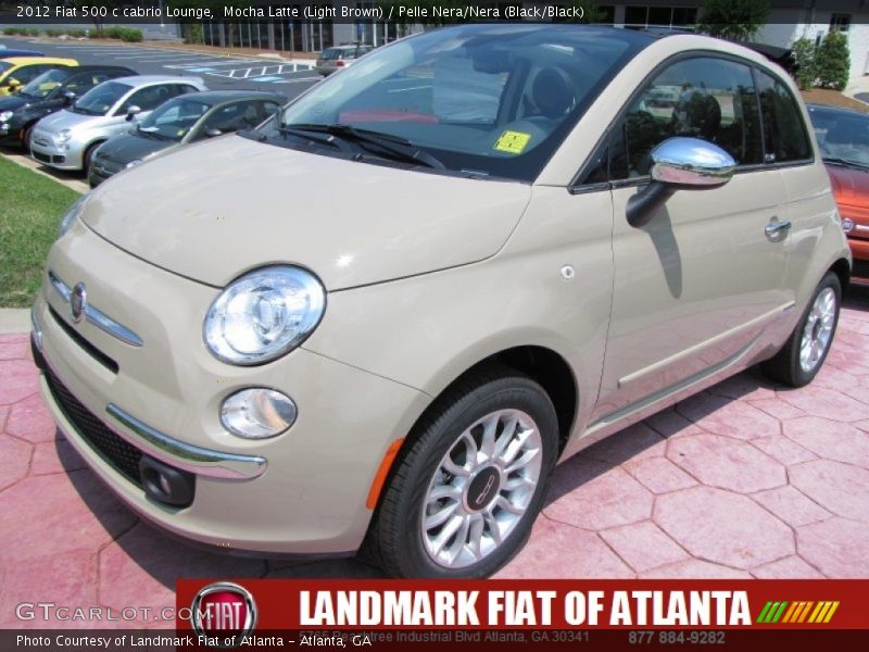 Mocha Latte (Light Brown) / Pelle Nera/Nera (Black/Black) 2012 Fiat 500 c cabrio Lounge