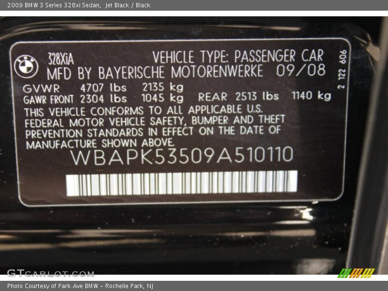 Jet Black / Black 2009 BMW 3 Series 328xi Sedan