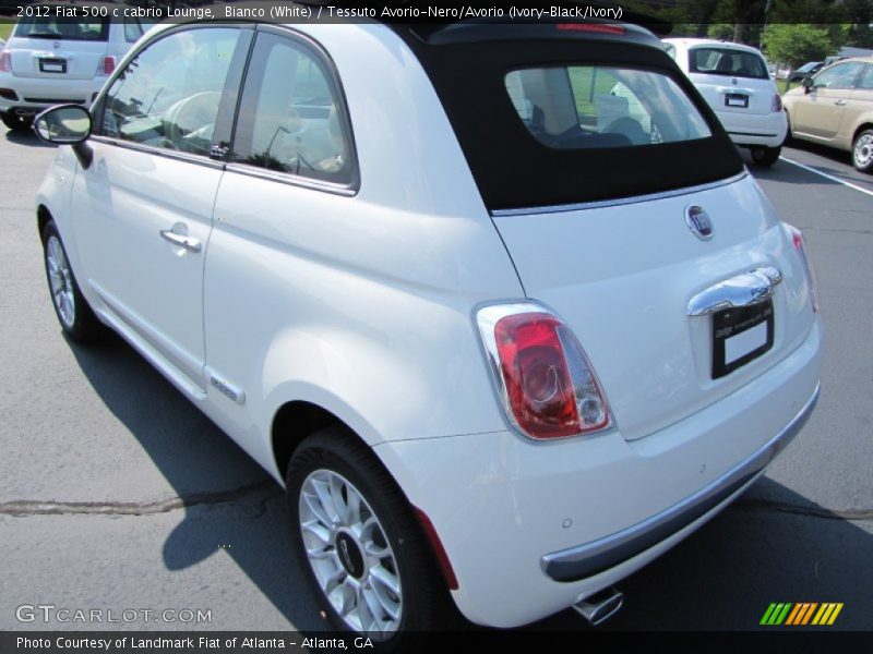 Bianco (White) / Tessuto Avorio-Nero/Avorio (Ivory-Black/Ivory) 2012 Fiat 500 c cabrio Lounge