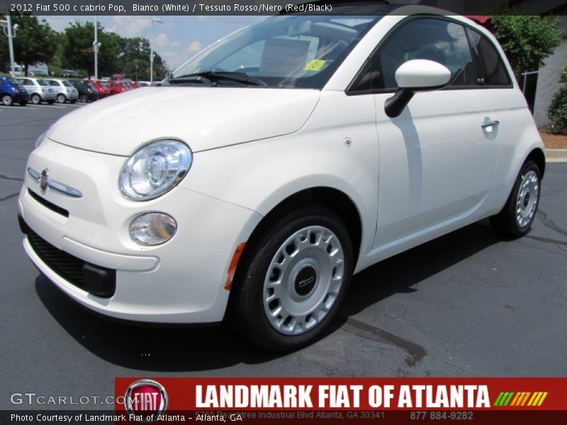 Bianco (White) / Tessuto Rosso/Nero (Red/Black) 2012 Fiat 500 c cabrio Pop