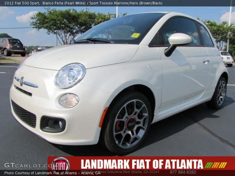 Bianco Perla (Pearl White) / Sport Tessuto Marrone/Nero (Brown/Black) 2012 Fiat 500 Sport