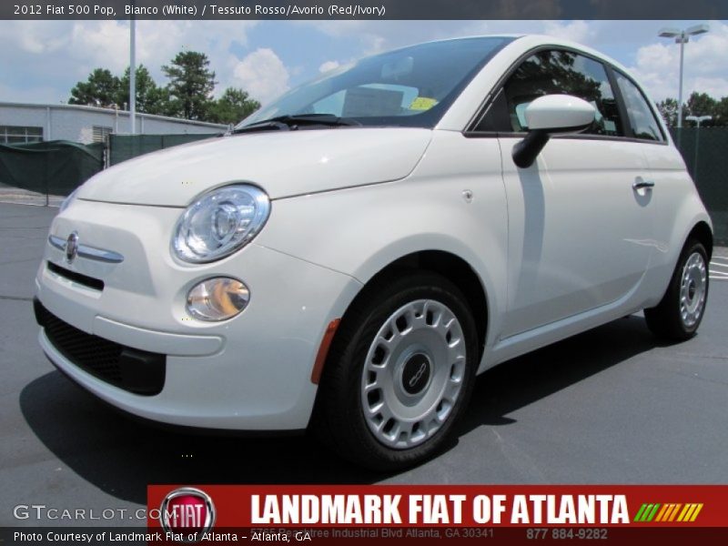 Bianco (White) / Tessuto Rosso/Avorio (Red/Ivory) 2012 Fiat 500 Pop