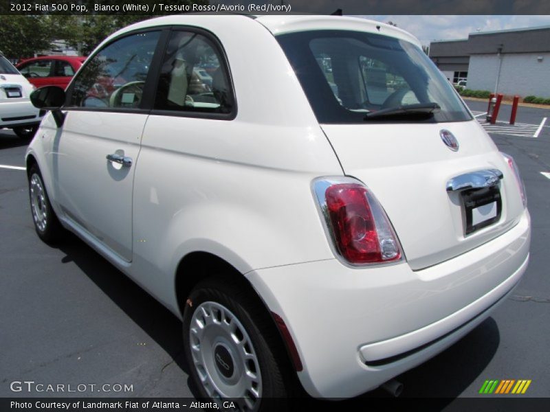 Bianco (White) / Tessuto Rosso/Avorio (Red/Ivory) 2012 Fiat 500 Pop