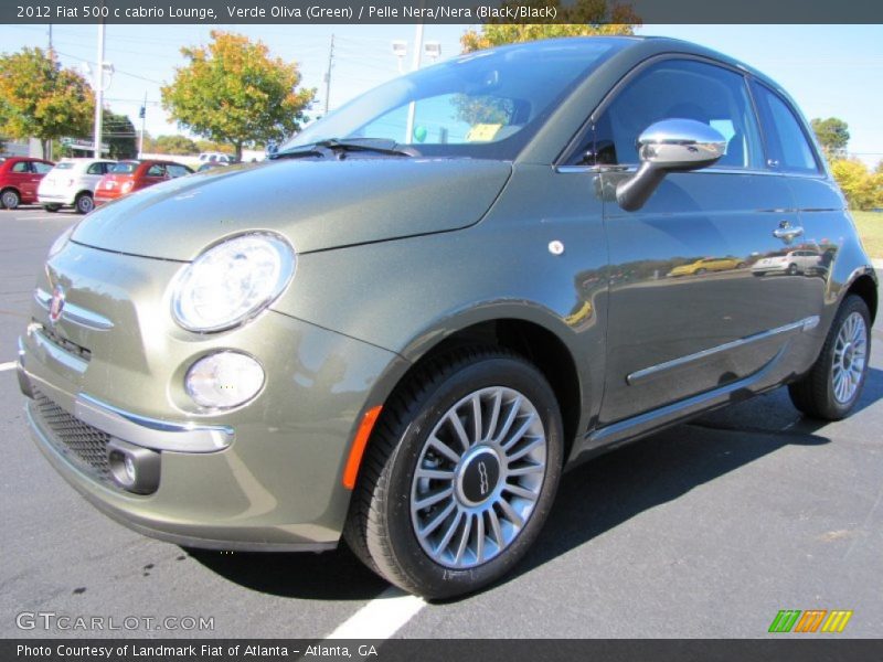 Verde Oliva (Green) / Pelle Nera/Nera (Black/Black) 2012 Fiat 500 c cabrio Lounge