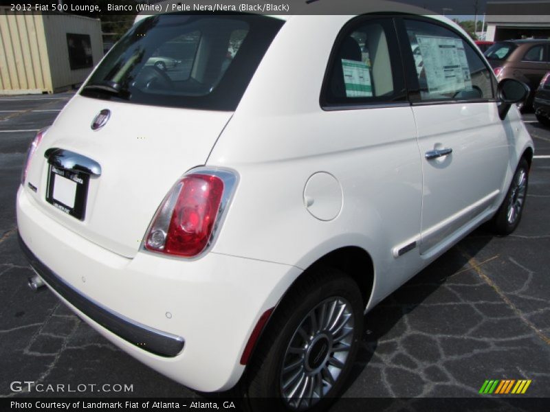 Bianco (White) / Pelle Nera/Nera (Black/Black) 2012 Fiat 500 Lounge