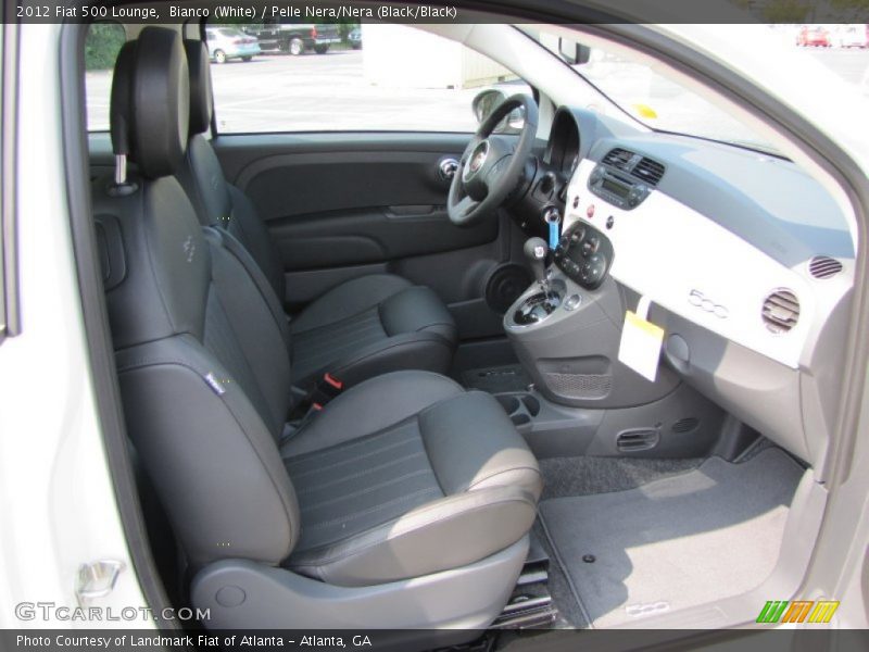 Bianco (White) / Pelle Nera/Nera (Black/Black) 2012 Fiat 500 Lounge