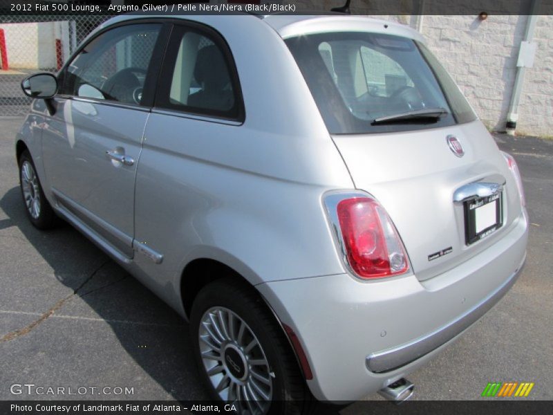 Argento (Silver) / Pelle Nera/Nera (Black/Black) 2012 Fiat 500 Lounge