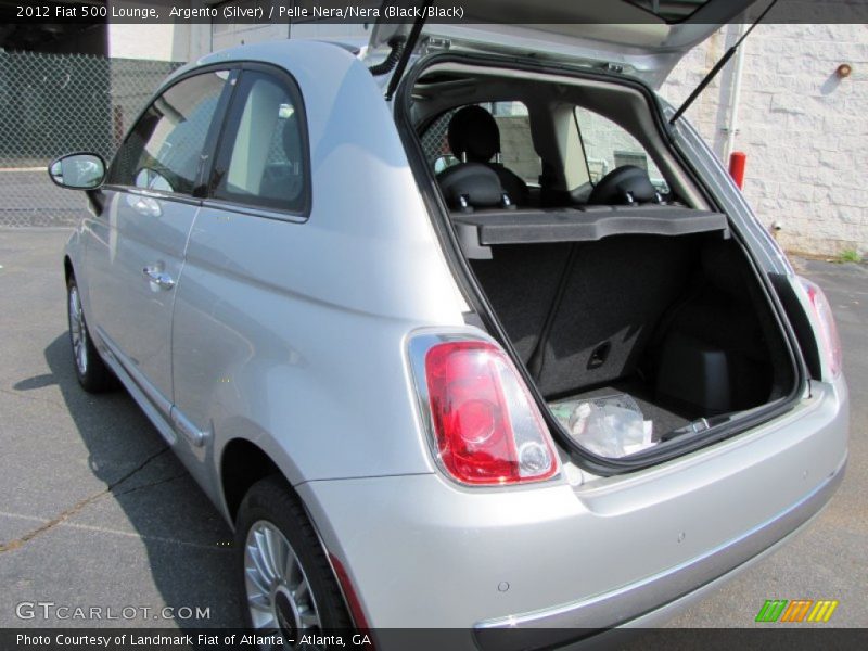 Argento (Silver) / Pelle Nera/Nera (Black/Black) 2012 Fiat 500 Lounge