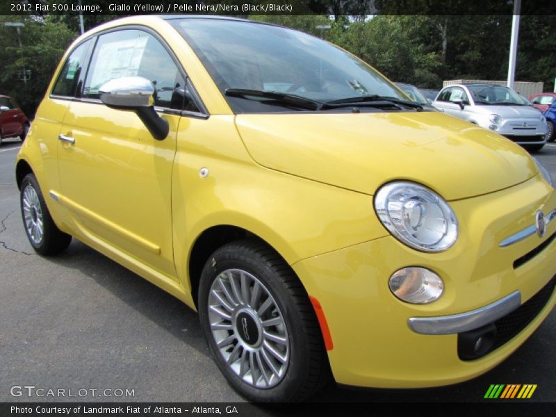 Giallo (Yellow) / Pelle Nera/Nera (Black/Black) 2012 Fiat 500 Lounge