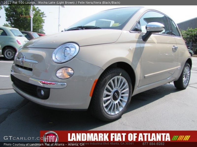Mocha Latte (Light Brown) / Pelle Nera/Nera (Black/Black) 2012 Fiat 500 Lounge