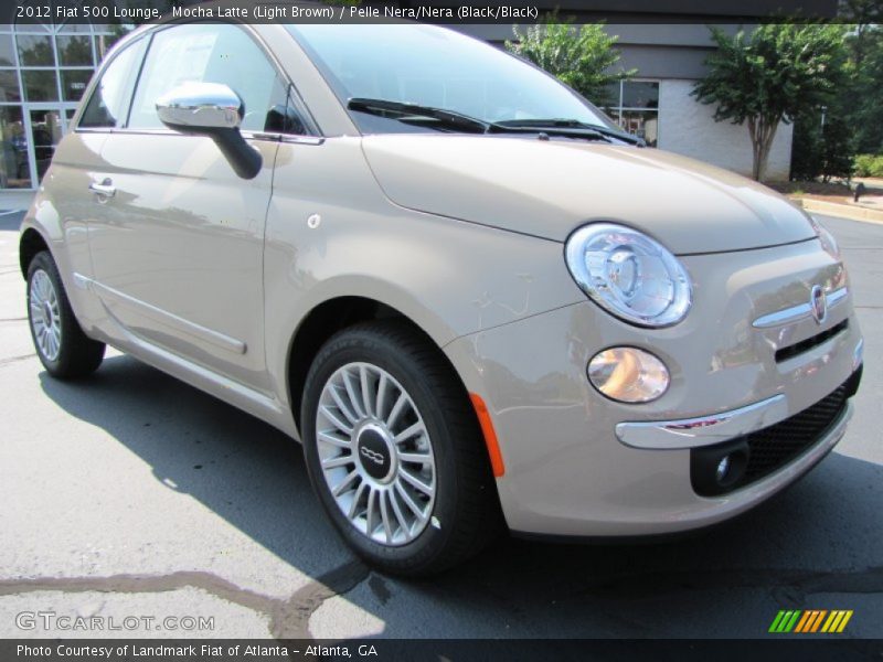 Mocha Latte (Light Brown) / Pelle Nera/Nera (Black/Black) 2012 Fiat 500 Lounge