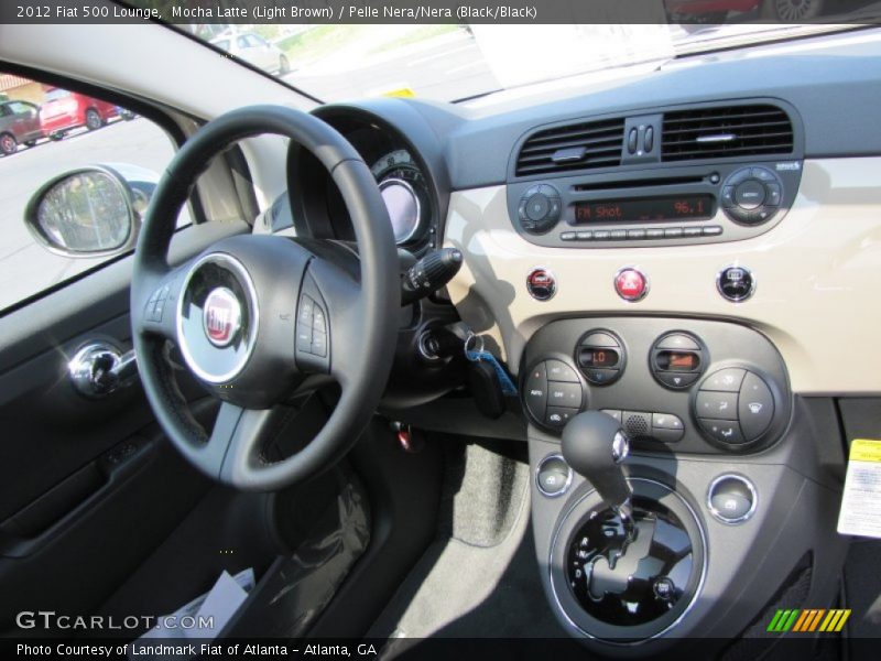 Mocha Latte (Light Brown) / Pelle Nera/Nera (Black/Black) 2012 Fiat 500 Lounge