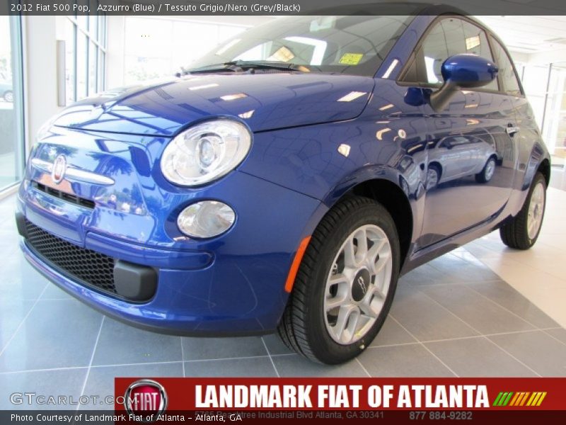 Azzurro (Blue) / Tessuto Grigio/Nero (Grey/Black) 2012 Fiat 500 Pop