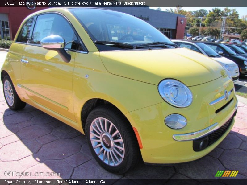 Giallo (Yellow) / Pelle Nera/Nera (Black/Black) 2012 Fiat 500 c cabrio Lounge