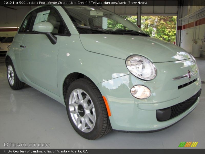 Verde Chiaro (Light Green) / Tessuto Marrone/Avorio (Brown/Ivory) 2012 Fiat 500 c cabrio Pop