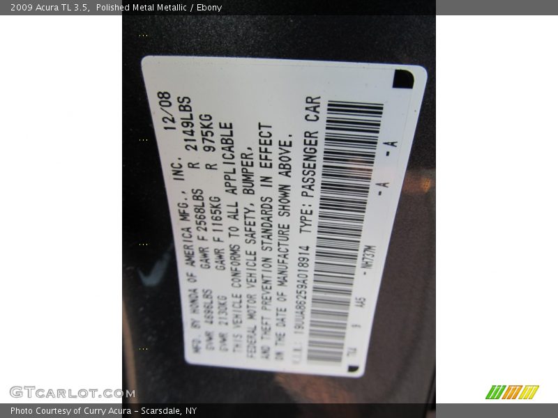 Polished Metal Metallic / Ebony 2009 Acura TL 3.5