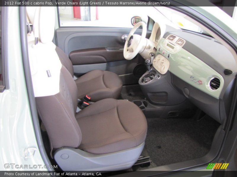 Verde Chiaro (Light Green) / Tessuto Marrone/Avorio (Brown/Ivory) 2012 Fiat 500 c cabrio Pop