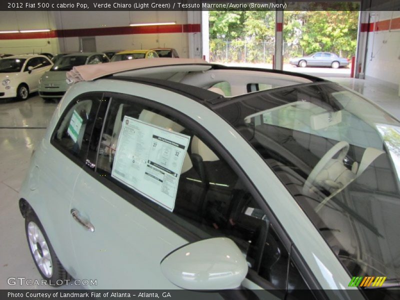 Verde Chiaro (Light Green) / Tessuto Marrone/Avorio (Brown/Ivory) 2012 Fiat 500 c cabrio Pop