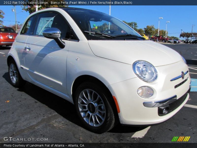 Bianco Perla (Pearl White) / Pelle Nera/Nera (Black/Black) 2012 Fiat 500 c cabrio Lounge