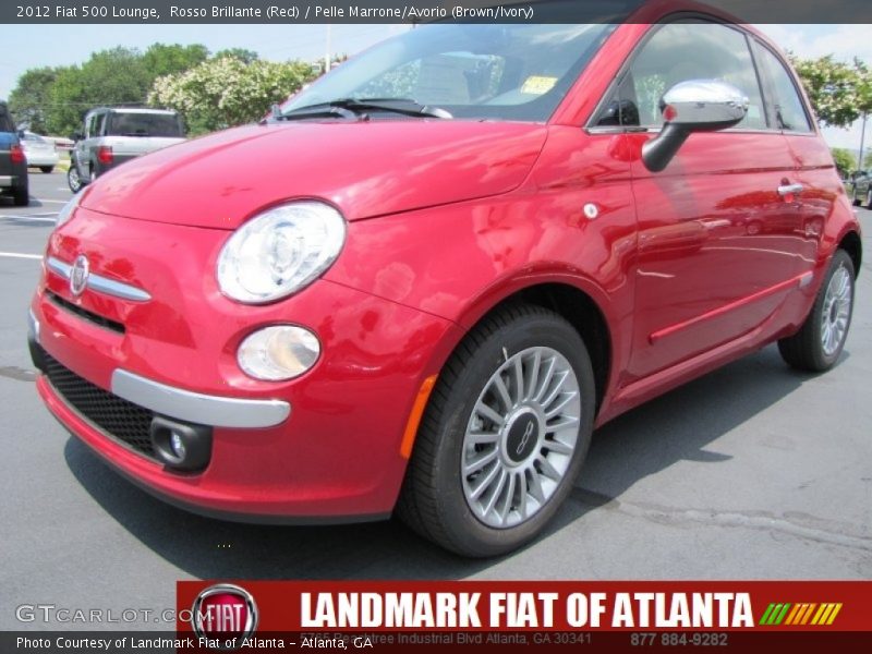 Rosso Brillante (Red) / Pelle Marrone/Avorio (Brown/Ivory) 2012 Fiat 500 Lounge