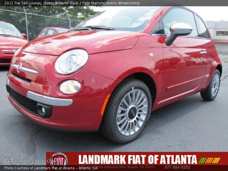 Rosso Brillante (Red) / Pelle Marrone/Avorio (Brown/Ivory) 2012 Fiat 500 Lounge