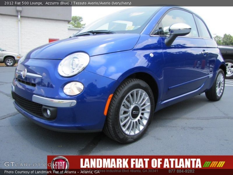 Azzurro (Blue) / Tessuto Avorio/Avorio (Ivory/Ivory) 2012 Fiat 500 Lounge