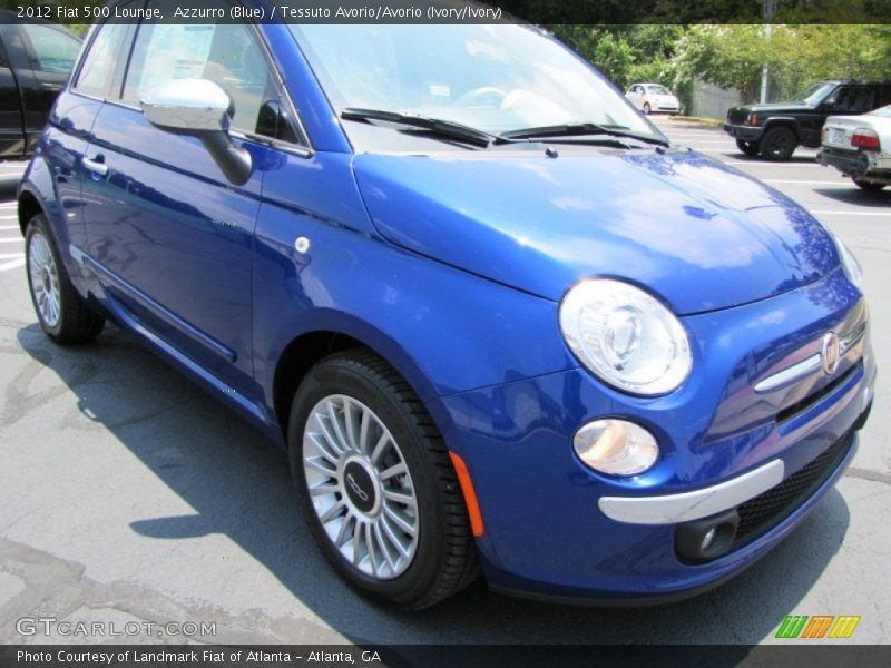 Azzurro (Blue) / Tessuto Avorio/Avorio (Ivory/Ivory) 2012 Fiat 500 Lounge